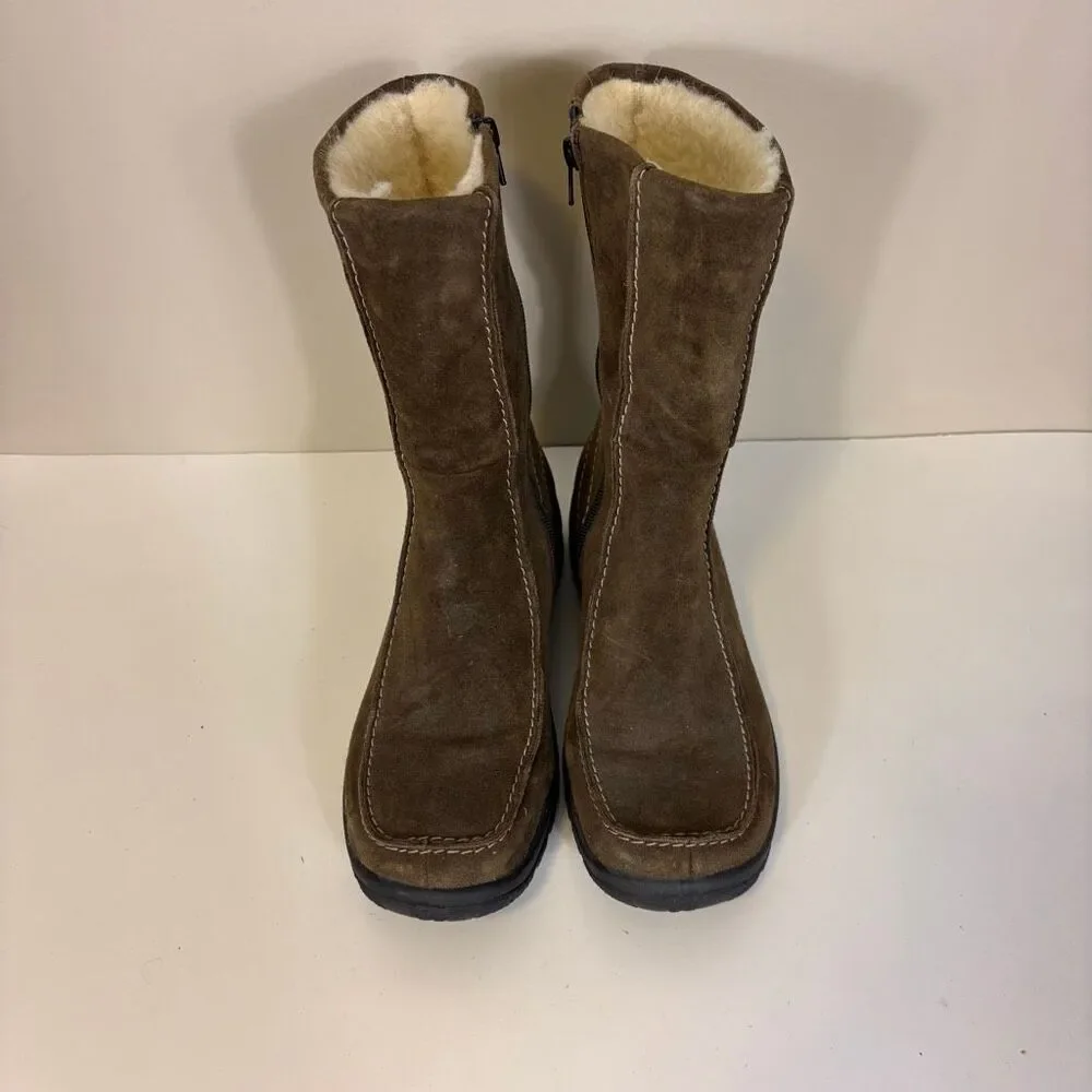 Rieker Brown Suede Fur Lined Mid Calf Winter Boots Women's 40 =‎ 8.5